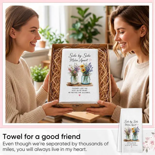 Alt view image 7 of 7 - Friendship Gifts For Women, Floral Kitchen Hand Towel Gift For Friend Woman | Birthday Gifts For Women Friendship Fun Kitchen Towels Polyester 16x24in