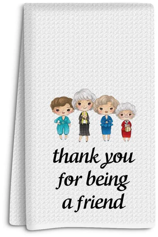 Main image of Funny Golden Kitchen Hand Dish Towel, Waffle Weave Sack Tea Towel, Friendship Birthday Gifts for Women Friend Thank You for Being A Friend