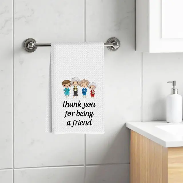 Alt view image 2 of 7 - Funny Golden Kitchen Hand Dish Towel, Waffle Weave Sack Tea Towel, Friendship Birthday Gifts for Women Friend Thank You for Being A Friend