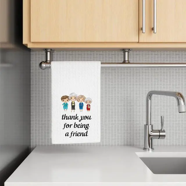 Alt view image 3 of 7 - Funny Golden Kitchen Hand Dish Towel, Waffle Weave Sack Tea Towel, Friendship Birthday Gifts for Women Friend Thank You for Being A Friend
