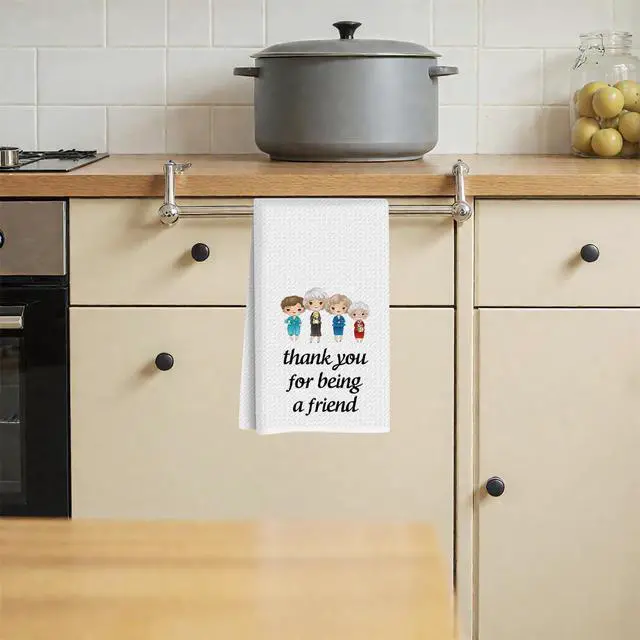 Alt view image 4 of 7 - Funny Golden Kitchen Hand Dish Towel, Waffle Weave Sack Tea Towel, Friendship Birthday Gifts for Women Friend Thank You for Being A Friend