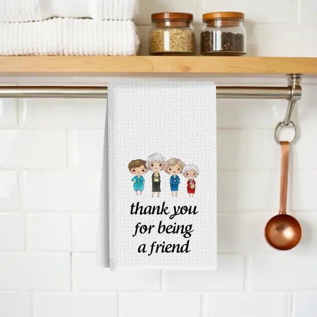 Alt view image 5 of 7 - Funny Golden Kitchen Hand Dish Towel, Waffle Weave Sack Tea Towel, Friendship Birthday Gifts for Women Friend Thank You for Being A Friend