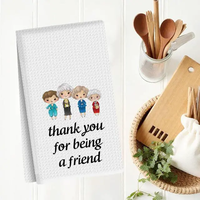 Alt view image 6 of 7 - Funny Golden Kitchen Hand Dish Towel, Waffle Weave Sack Tea Towel, Friendship Birthday Gifts for Women Friend Thank You for Being A Friend