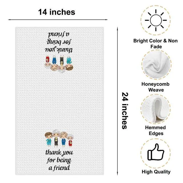 Alt view image 7 of 7 - Funny Golden Kitchen Hand Dish Towel, Waffle Weave Sack Tea Towel, Friendship Birthday Gifts for Women Friend Thank You for Being A Friend
