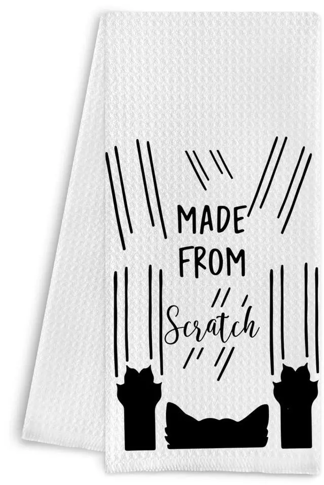 Main image of Scratch Made Funny Cat Towels, Black Cat Hand Towels for Bathroom & Kitchen, 16x24 Inch