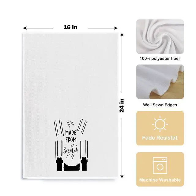 Alt view image 5 of 5 - Scratch Made Funny Cat Towels, Black Cat Hand Towels for Bathroom & Kitchen, 16x24 Inch