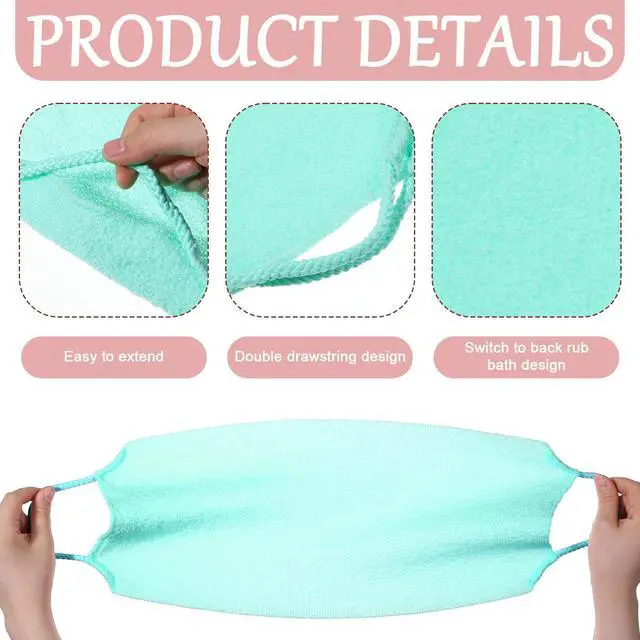 Alt view image 3 of 7 - 5 Pcs Japanese Body Scrub Cloth, | Back Washer for Shower with Long Handle, Exfoliating Bath Towel for Deep Cleansing, Nylon Stretchable & Reusable, Men & Women