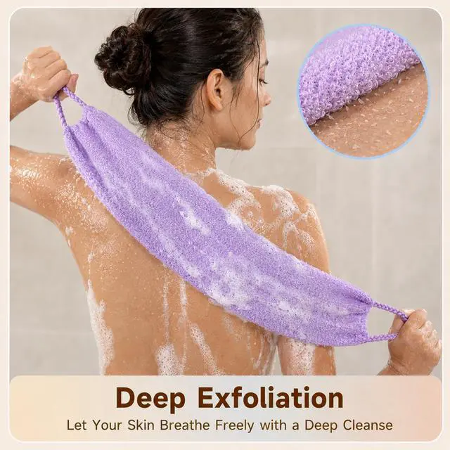 Alt view image 5 of 7 - 5 Pcs Japanese Body Scrub Cloth, | Back Washer for Shower with Long Handle, Exfoliating Bath Towel for Deep Cleansing, Nylon Stretchable & Reusable, Men & Women