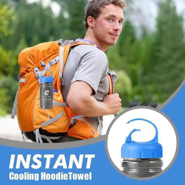 Alt view image 7 of 7 - Cooling Hoodie Towels for Neck and Face, UPF 50 Sun Protection & Instant Cooling, Ice Towels for Hot Weather, Soft Breathable Towel for Sport, Work Out, Gym, Camping & More ActivitiesDark gray