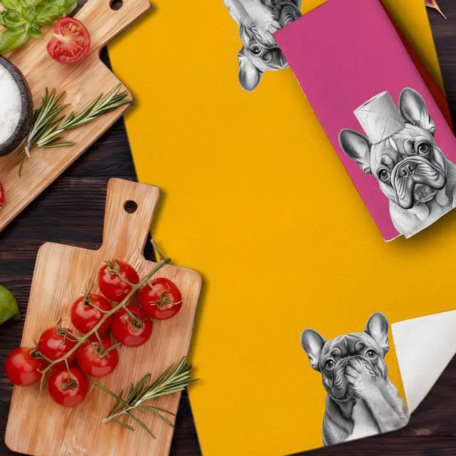 Alt view image 6 of 6 - Orange and Pink Funny French Bulldog Gifts Bathroom Hand Towels, French Bulldog Bathroom Decor, Frenchie Gifts Decorative Hand Tea Towels for Bath Room Washroom Restroom,16x24 Inches Set of 2