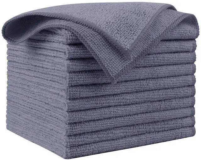 Main image of Microfiber Cleaning Cloth Grey 10PK, Microfiber Towels 12"×12" | Premium Car Towels,Dusting Cloth Cleaning Rags,Cleaning Towels for SUVs, House, Kitchen, Window, Workshops, Cleaning Supplies