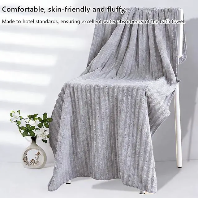 Alt view image 2 of 6 - Grey Premium Absorbent Towel,28X56 inch | Suitable for Bathtub Fitness, Shower, Sports, Yoga Towels, Durable Ultra-fine Fiber Coral Velvet high Absorbent Towel