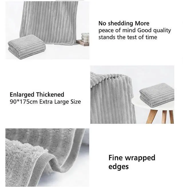 Alt view image 4 of 6 - Grey Premium Absorbent Towel,28X56 inch | Suitable for Bathtub Fitness, Shower, Sports, Yoga Towels, Durable Ultra-fine Fiber Coral Velvet high Absorbent Towel