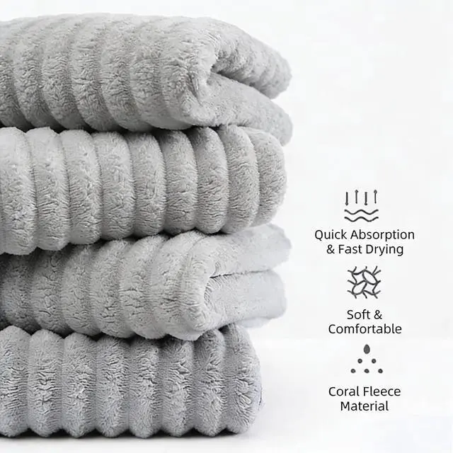 Alt view image 6 of 6 - Grey Premium Absorbent Towel,28X56 inch | Suitable for Bathtub Fitness, Shower, Sports, Yoga Towels, Durable Ultra-fine Fiber Coral Velvet high Absorbent Towel