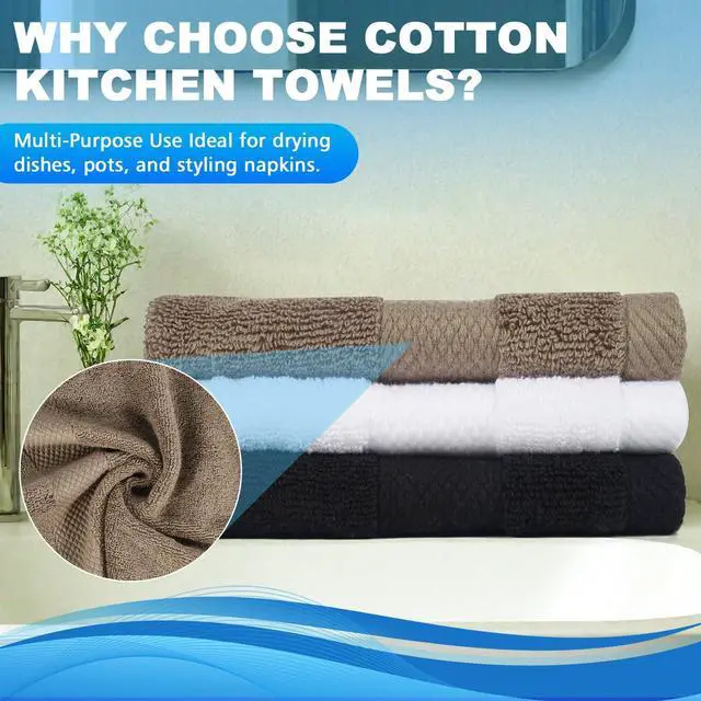 Alt view image 2 of 7 - 100% Cotton Wash Cloths, 13 x 13 inch, Multicolor, 3 Pack | Highly Absorbent, Soft Feel Fingertip Towels, Machine Washable, For Bathroom, Gym, Hotel, Spa and Kitchen