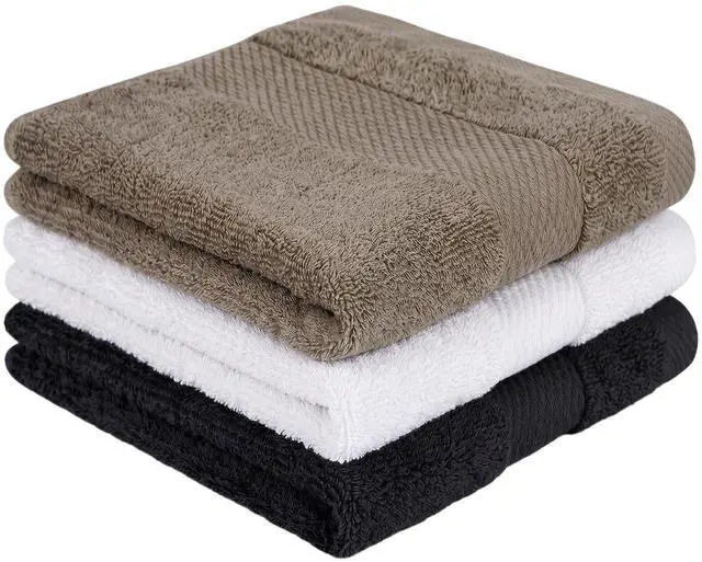 Main image of 100% Cotton Wash Cloths, 13 x 13 inch, Multicolor, 3 Pack | Highly Absorbent, Soft Feel Fingertip Towels, Machine Washable, For Bathroom, Gym, Hotel, Spa and Kitchen