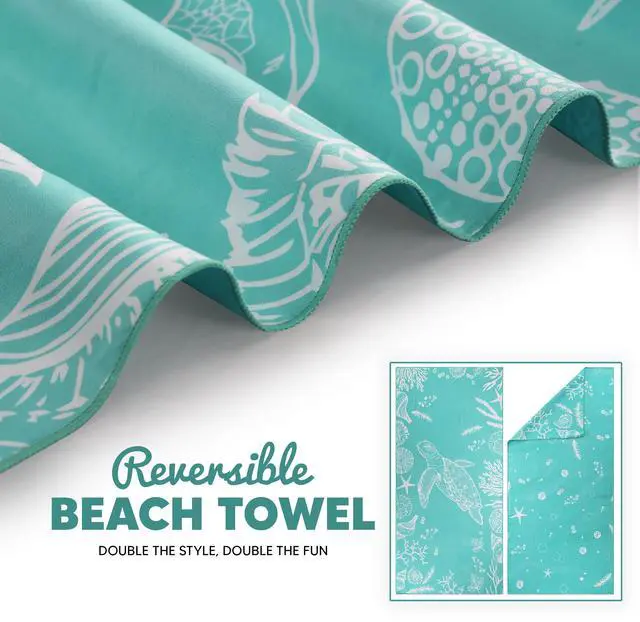 Alt view image 3 of 7 - Thin Lightweight Microfiber Printed Beach Towel 32x71 Inch | Sand Free, Absorbent, Extra Large, Compact, With Travel Bag, Quick Dry for Beach, Pool, Camping, Picnic, Travel & Outdoor Use