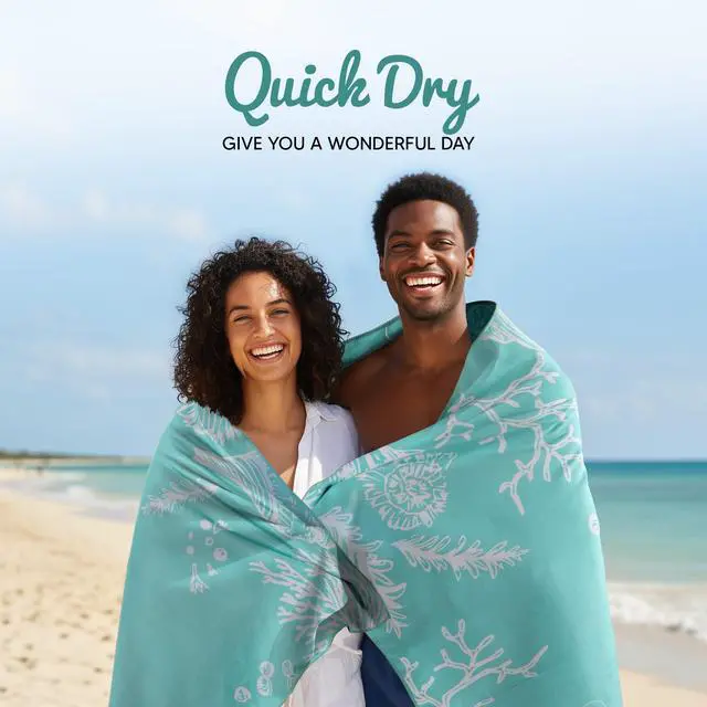 Alt view image 6 of 7 - Thin Lightweight Microfiber Printed Beach Towel 32x71 Inch | Sand Free, Absorbent, Extra Large, Compact, With Travel Bag, Quick Dry for Beach, Pool, Camping, Picnic, Travel & Outdoor Use