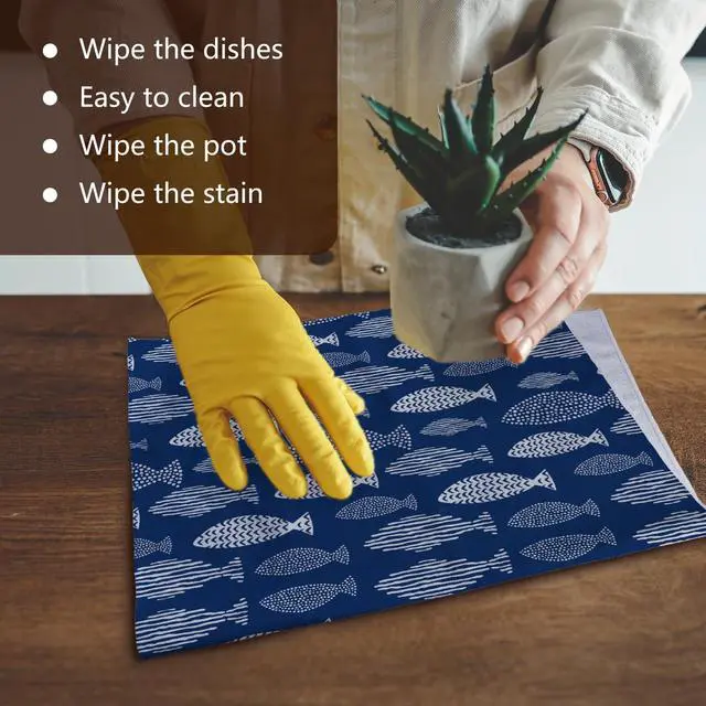 Alt view image 5 of 7 - Coastal Beach Kitchen Towels Set of 2, Blue Fishing Beach Hand Towels for Bathroom, Fish Decor Dish Tea Towels, Coastal Kitchen Bathroom Decor, 16x24 Inch