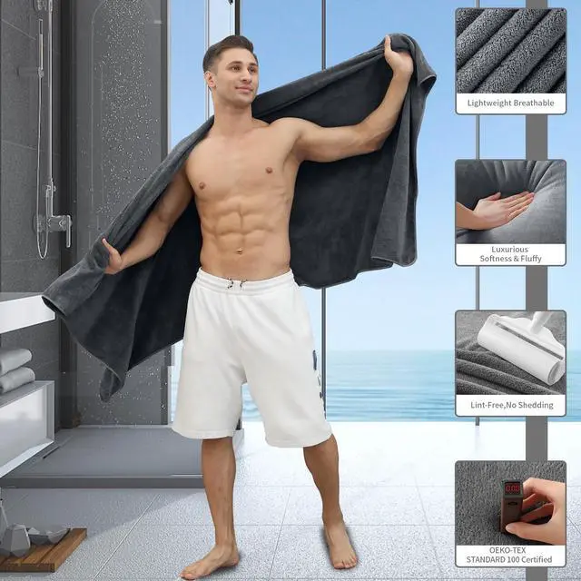 Alt view image 3 of 7 - Premium Towel Set 2 Pack Hand Towel 16" x 31",Ultra Soft Highly Absorbent Hand Towel | Durable | Quick Dry | Multifunctional | Luxury Towel for Bathroom Hotel Kitchen Gym,Dark Grey