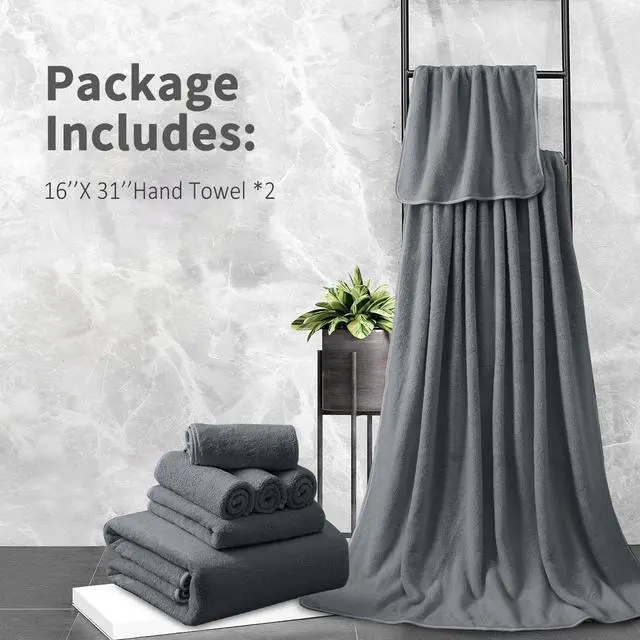 Alt view image 7 of 7 - Premium Towel Set 2 Pack Hand Towel 16" x 31",Ultra Soft Highly Absorbent Hand Towel | Durable | Quick Dry | Multifunctional | Luxury Towel for Bathroom Hotel Kitchen Gym,Dark Grey