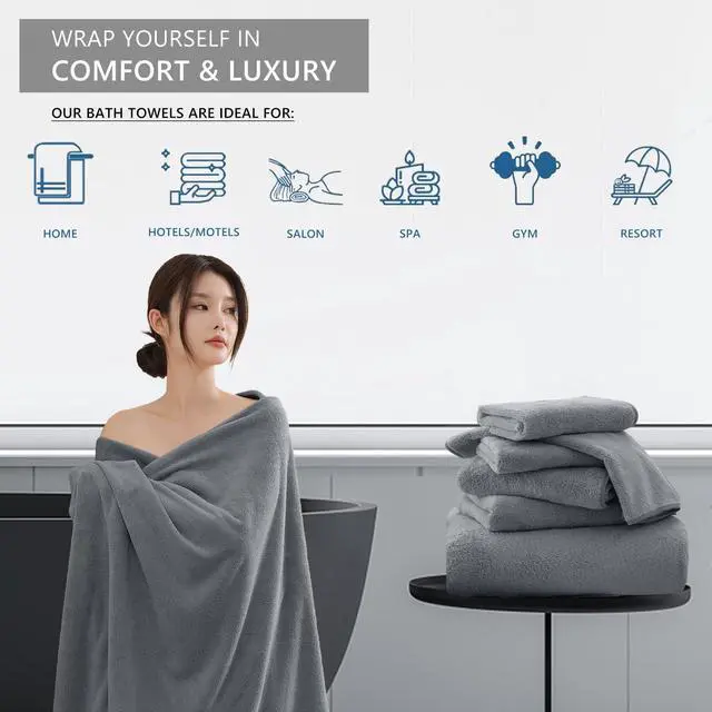 Alt view image 5 of 7 - Premium Towel Set 2 Pack Hand Towel 16" x 31",Ultra Soft Highly Absorbent Hand Towel | Durable | Quick Dry | Multifunctional | Luxury Towel for Bathroom Hotel Kitchen Gym,Dark Grey