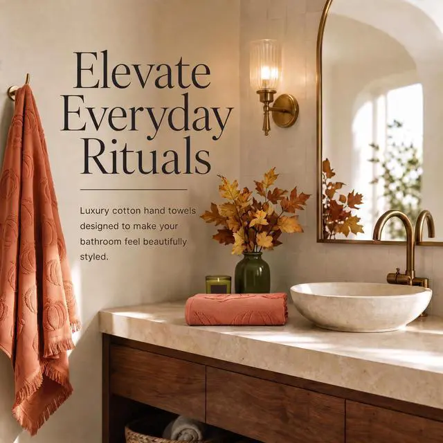 Alt view image 2 of 7 - Decorative Fall Hand Towels for Your Bathroom Or Kitchen | Luxurious Set of 2 Soft Cotton Towels are Absorbent, Lightweight & Dry Quickly - Perfect to Elevate Any Bath Decor at Home