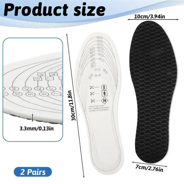 Alt view image 2 of 7 - 2 Pairs Thin Shoe Inserts, Cuttable Memory Foam Shoe Insoles Comfortable Replacement Latex Shoes Inserts Black Lightweight Shoes Liners for Men Women Running Walking Sports Wearing