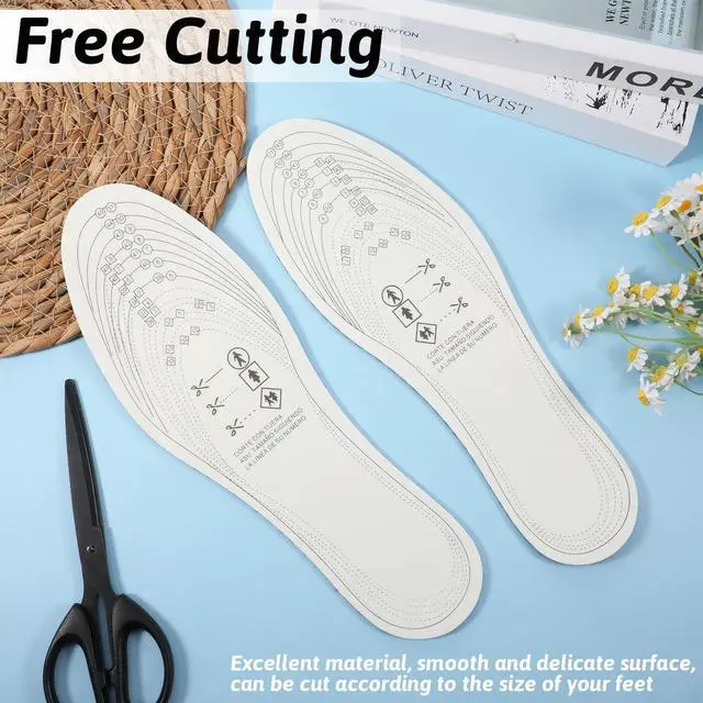 Alt view image 4 of 7 - 2 Pairs Thin Shoe Inserts, Cuttable Memory Foam Shoe Insoles Comfortable Replacement Latex Shoes Inserts Black Lightweight Shoes Liners for Men Women Running Walking Sports Wearing