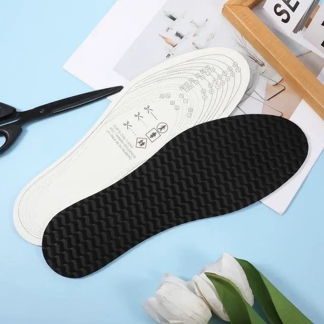 Alt view image 6 of 7 - 2 Pairs Thin Shoe Inserts, Cuttable Memory Foam Shoe Insoles Comfortable Replacement Latex Shoes Inserts Black Lightweight Shoes Liners for Men Women Running Walking Sports Wearing