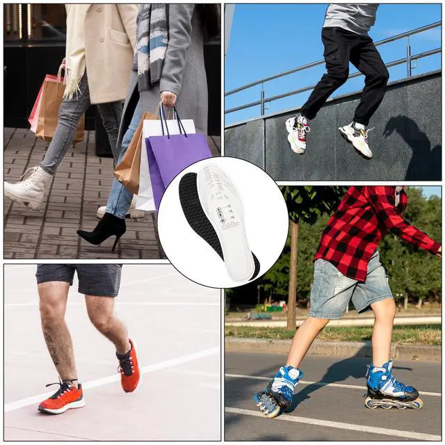 Alt view image 7 of 7 - 2 Pairs Thin Shoe Inserts, Cuttable Memory Foam Shoe Insoles Comfortable Replacement Latex Shoes Inserts Black Lightweight Shoes Liners for Men Women Running Walking Sports Wearing