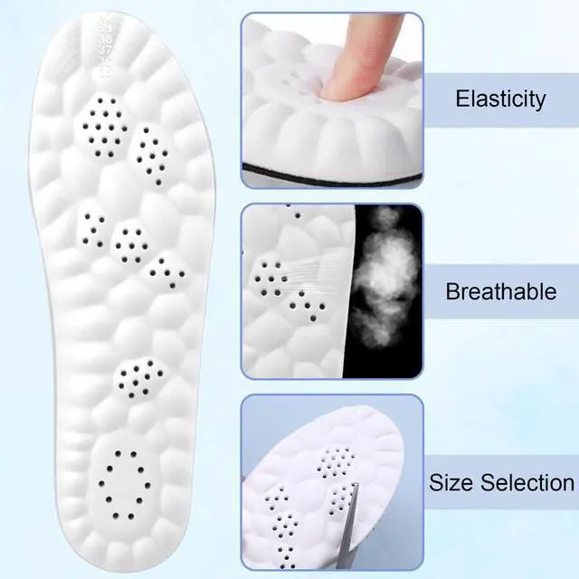 Alt view image 3 of 6 - 4D Cloud Insoles Memory Foam Insoles, Arch Support Inserts, US W:5-10/M:5-7 | Soft Comfort Foam Cushioning Soles, Trim to Fit, Absorbing Foot Support Insole, for Women Men