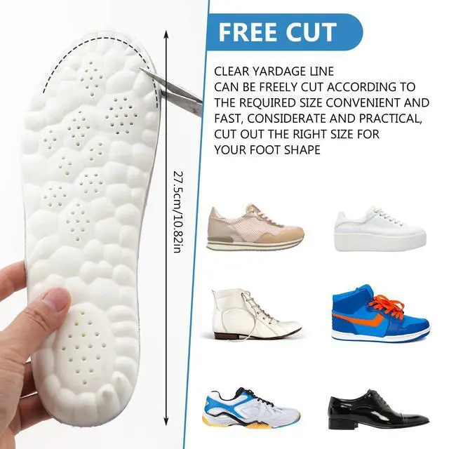 Alt view image 2 of 7 - Memory Foam Insoles for Men and Women, Thick Comfort Insoles with Arch Replacement Massage Insole for Trainers, Sneakers, Soprts Shoes, Work Boots, Black(M: US 8.5/9 W: US 10/10.5)