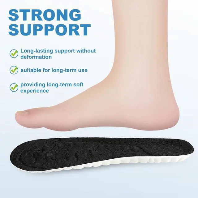 Alt view image 7 of 7 - Memory Foam Insoles for Men and Women, Thick Comfort Insoles with Arch Replacement Massage Insole for Trainers, Sneakers, Soprts Shoes, Work Boots, Black(M: US 8.5/9 W: US 10/10.5)
