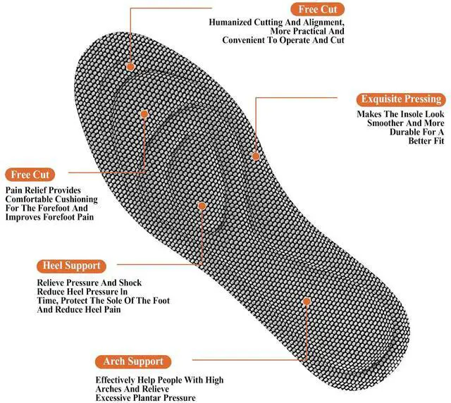 Alt view image 3 of 7 - 1 Pair Memory Foam Insoles Soft Massage Shoe Inserts Replacement Full-Foot Responsive Cushioning Shoe Soles Shock Absorption Cut to Fit Any Sizes for Foot Health Sports Sneakers(M 10.5-11)