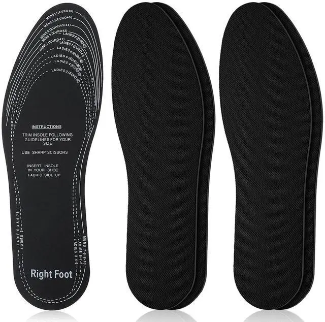 Main image of 2 Pairs Shoe Insoles Soft Latex Breathable Shoe Filler Replacement Non-Woven Fabric Pads Inserts for Women Men Kids Flat Sneakers (Black)