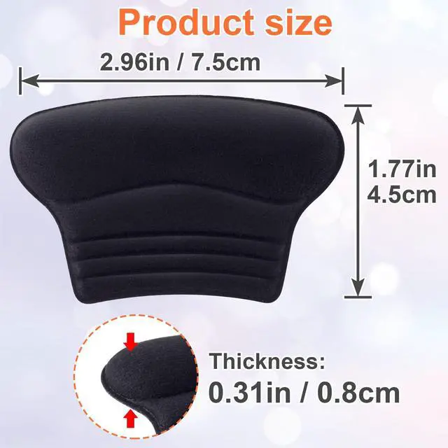 Alt view image 2 of 7 - 3 Pairs Kids Heel Pads for Shoes Too Big, Self-Adhesive Grips Liner for Loose Shoe, Non Slip Soft Shoe Filler Inserts Cushion for Toddlers Girls Boys (Black)