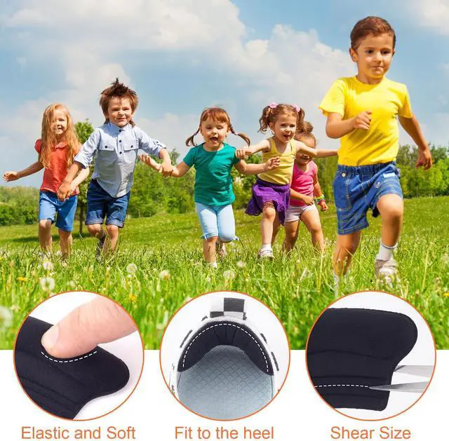 Alt view image 5 of 7 - 3 Pairs Kids Heel Pads for Shoes Too Big, Self-Adhesive Grips Liner for Loose Shoe, Non Slip Soft Shoe Filler Inserts Cushion for Toddlers Girls Boys (Black)