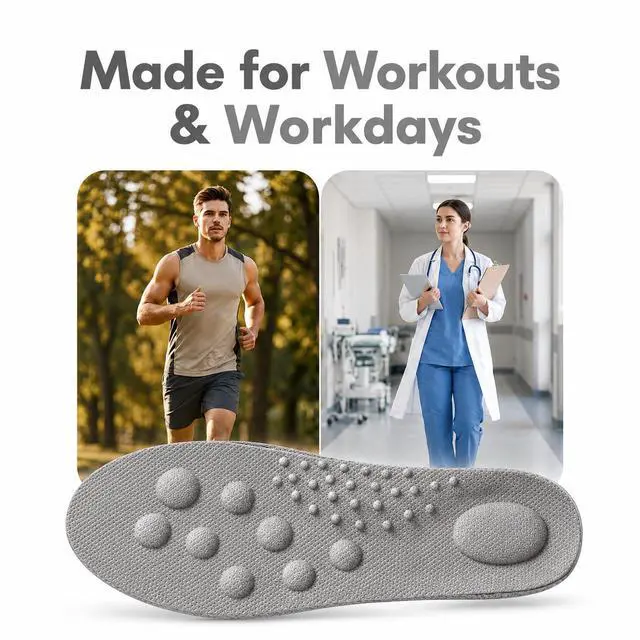 Alt view image 7 of 7 - Memory Foam cloud Insoles for Men & Women, Plantar Fasciitis Relief, Arch Support Inserts, Shoe Inserts for Work Boots,Cloud Cushion,Heel Pads for Shoes,Orthotic Support for Walking,Running & Standing
