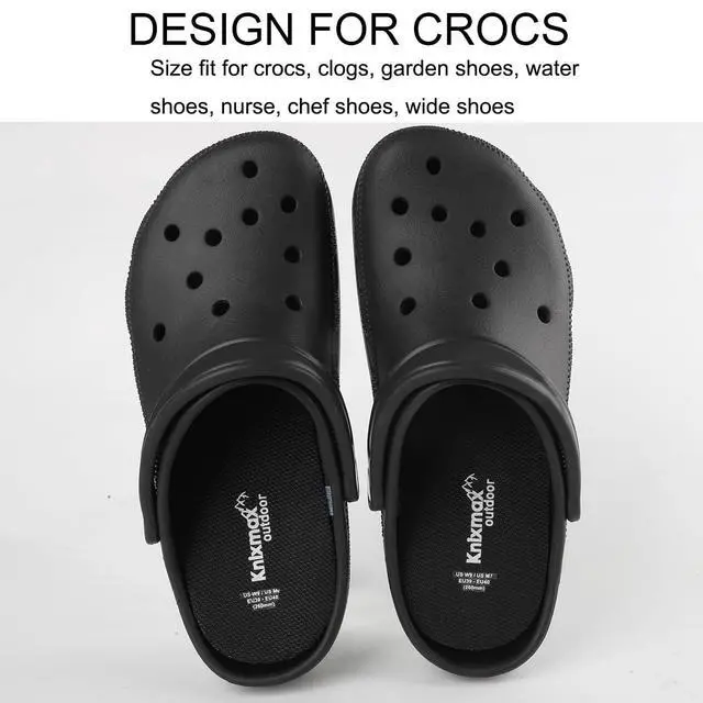 Alt view image 2 of 6 - Kids Insoles for Crocs Clogs Ultra-Thin Shoe Inserts for Birkenstock Insole, Sockless Barefoot Iiners for Gargen, Nurse, Water Shoes Replacement Washable Pad Black Size 2 /EU35
