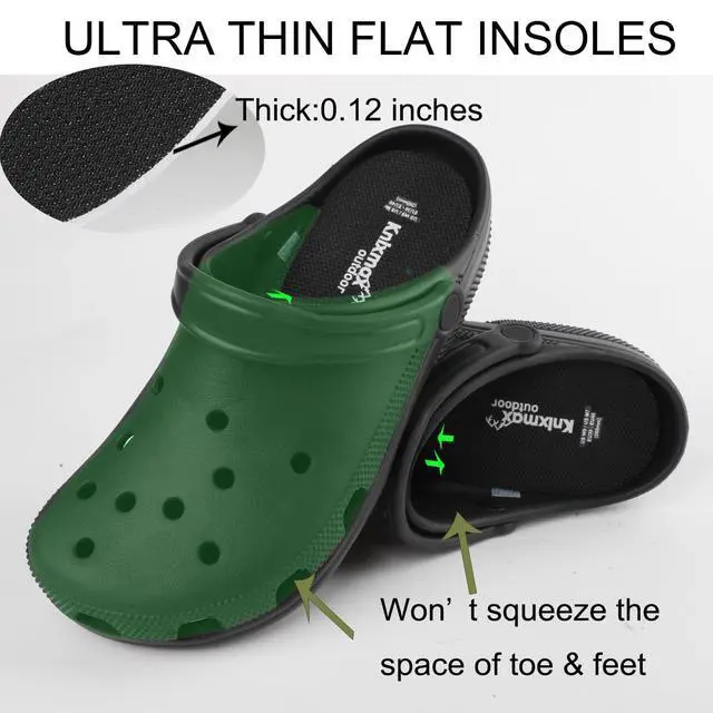 Alt view image 4 of 6 - Kids Insoles for Crocs Clogs Ultra-Thin Shoe Inserts for Birkenstock Insole, Sockless Barefoot Iiners for Gargen, Nurse, Water Shoes Replacement Washable Pad Black Size 2 /EU35