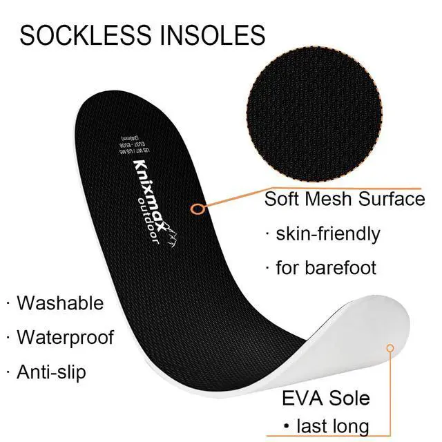 Alt view image 5 of 6 - Kids Insoles for Crocs Clogs Ultra-Thin Shoe Inserts for Birkenstock Insole, Sockless Barefoot Iiners for Gargen, Nurse, Water Shoes Replacement Washable Pad Black Size 2 /EU35