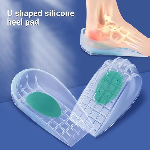 Alt view image 3 of 7 - 1 Pair Silicone Heel Cups, Shock Absorption U Shaped Insoles Washable Heel Support Cushions Foot Comfort Support Protectors for Women and Men