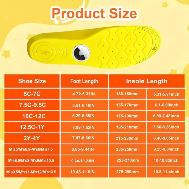 Alt view image 3 of 7 - Breathable Insoles for Airtag Kids Shoe Inserts with Hidden Tracker Pocket, Lightweight Cushion Support, Anti-Lost Case for Apple Airtag (Foot5.4-6.1IN/Insole6.0-6.7IN/7.5C-9.5C)