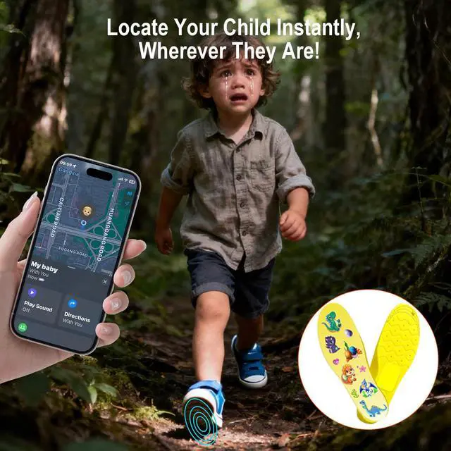 Alt view image 7 of 7 - Breathable Insoles for Airtag Kids Shoe Inserts with Hidden Tracker Pocket, Lightweight Cushion Support, Anti-Lost Case for Apple Airtag (Foot5.4-6.1IN/Insole6.0-6.7IN/7.5C-9.5C)