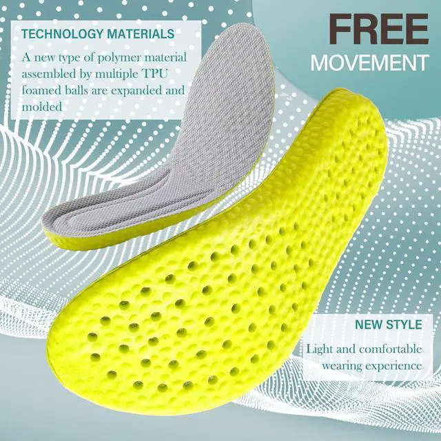 Alt view image 5 of 7 - 1 Pair Memory Foam Shoe Insoles, Inserts Sports Insoles | Shock Absorption, Prevent Foot Odor, Soft Comfortable, Replacement Insoles for Men Women, W: US 5-8 I M: US 6-7.5