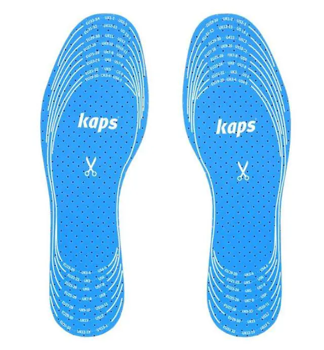 Alt view image 4 of 6 - Adjustable Soft Hygienic Kids Shoe Insoles With White & Blue Latex Foam Swiss Tehchnology by Sanitized Excelent Air Circulation Actifresh Kids 1 Pair