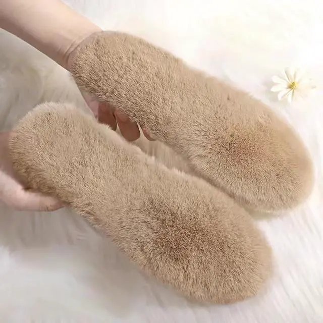 Alt view image 3 of 5 - 2 Pairs Winter Fluffy Insoles Faux Fur Shoe Inserts Thermal Warm Shoe Insoles Thick Shoe Insert Replacements for Boots Slippers Sneakers 240mm