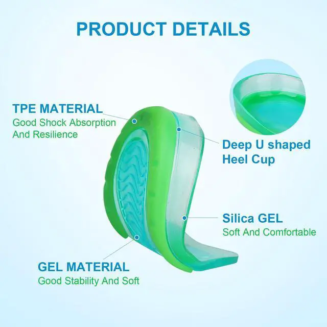 Alt view image 4 of 7 - Kids Heel Cups for Heel Pain Sport Traction Shock Absorbing Lightweight Gel Heel Inserts for Kid's with Sensitive Heels, Heel Spurs, Plantar Fasciitis, or Ankle Pain 1 Pairs