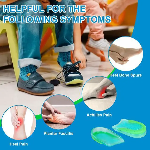 Alt view image 5 of 7 - Kids Heel Cups for Heel Pain Sport Traction Shock Absorbing Lightweight Gel Heel Inserts for Kid's with Sensitive Heels, Heel Spurs, Plantar Fasciitis, or Ankle Pain 1 Pairs